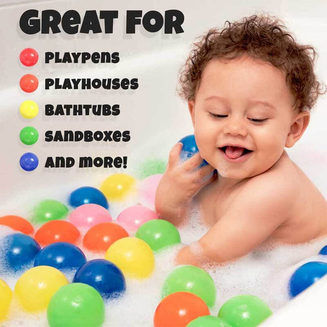 Play Ball Pit Balls for Kids, Plastic Refill Balls, 200 Pack, Phthalate and BPA Free, Includes a Reusable Storage Bag with Zipper, Bright Colors, Gift for Toddlers and Kids | Shinymarch®