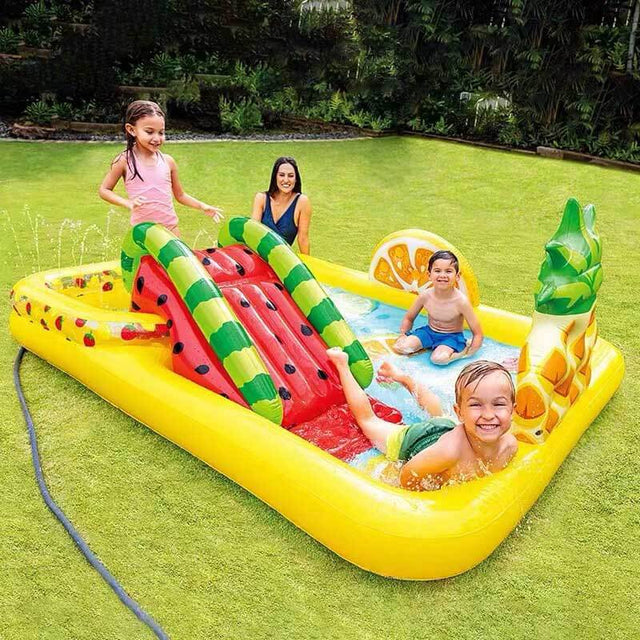 Customised Splash Sprinkler Pool, Inflatable Play Center, Shinymarch® Full-Sized Kiddie Pool with Slide, Fountain Arch, Ball Roller for Kids, Thick Wear-Resistant Big Above Ground, Garden Backyard Water Park