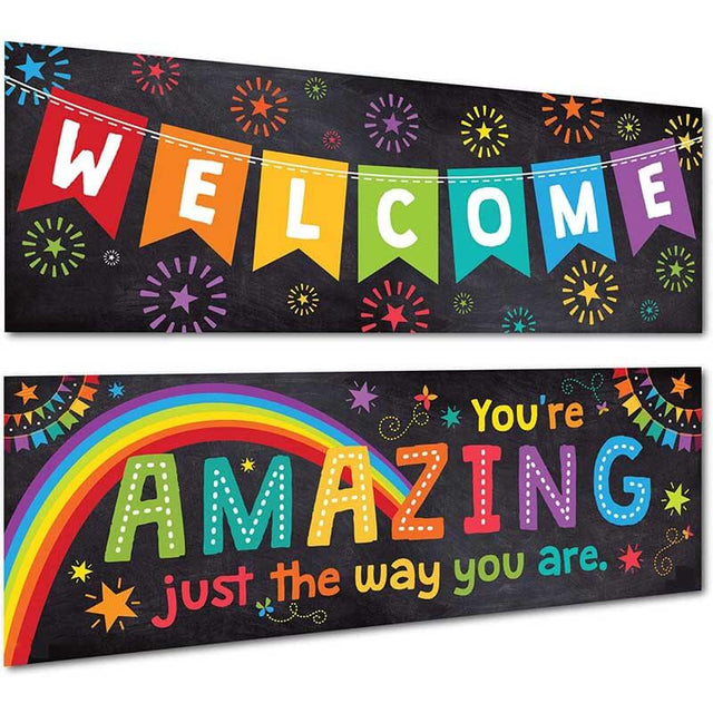Welcome Back To School Backdrop Banner 40 x 20 Inch Large Size Colorful First Day Of School Background Decorations | Shinymarch