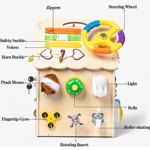 Busy House Montessori Busy House, Wooden Busy Board Toy for Toddlers, Preschool ...