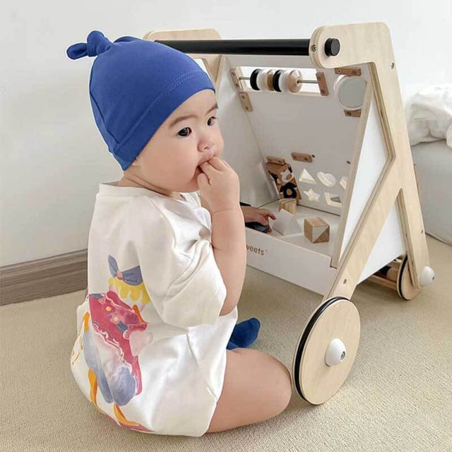 Wooden Baby Walker, Toddler Push Walker Activity Center Toys with Shape Sorter Gift for Boys Girls 1 2 3 Year Old | Shinymarch