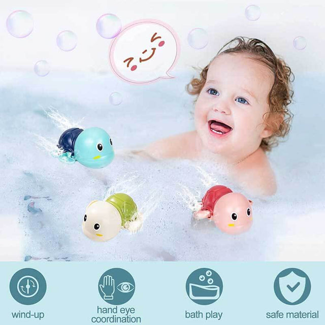 Go, Go! Cute Swimming Turtle Bath Toys for Toddlers & Kids (3 Pcs) | Shinymarch