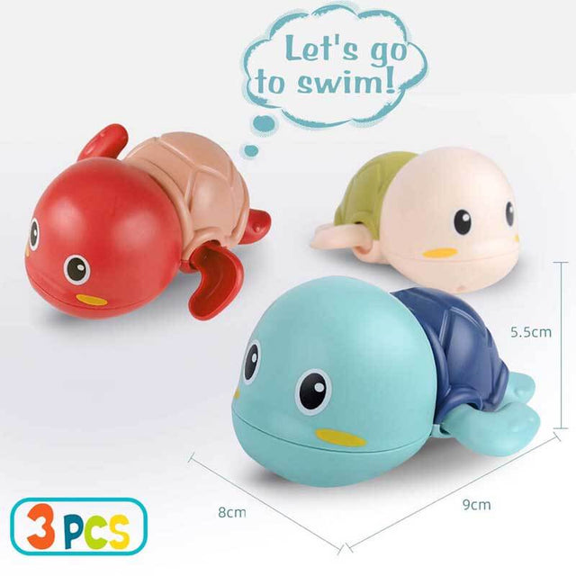 Go, Go! Cute Swimming Turtle Bath Toys for Toddlers & Kids (3 Pcs) | Shinymarch