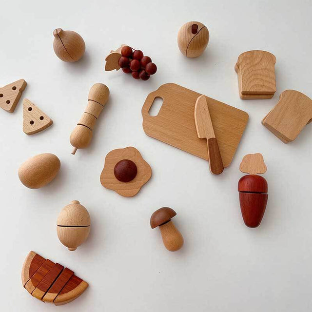 15 Pieces Montessori Log Pretend Play Kitchen for Kids | Shinymarch®