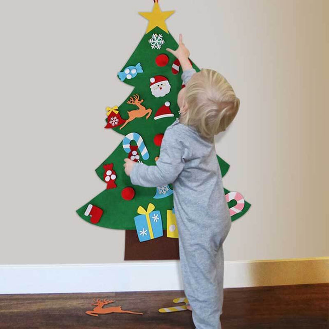 DIY Felt Christmas Tree for Kids, 3ft Christmas Tree with 30pcs Glitter Ornaments for Kids Xmas Gifts Christmas Door Wall Hanging Decorations | Shinymarch