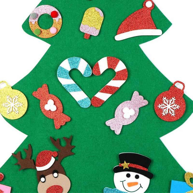 DIY Felt Christmas Tree for Kids, 3ft Christmas Tree with 30pcs Glitter Ornaments for Kids Xmas Gifts Christmas Door Wall Hanging Decorations | Shinymarch