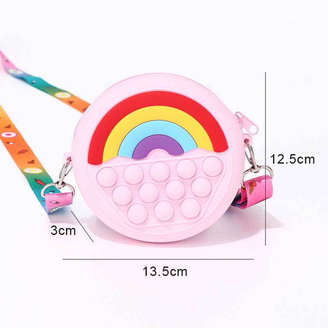 Small Pop Purse, Unicorn Pop Purse for Girl and Women Pop Bag with Unicorn Pop Toy, Shoulder Bag Fidget Toys Pop Fidget Backpack Toy for ADHD Anxiety School Backpack Silicone Bag | Shinymarch