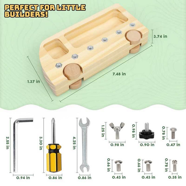 Montessori Screwdriver Board Set, Montessori Toys for 3 Year Old, Fine Motor Skills Toys for 3 Year Old Preschool Toys, Sensory Toys for Toddlers 3-4 Busy Bus Montessori Toys for 3+ Year Old | Shinymarch