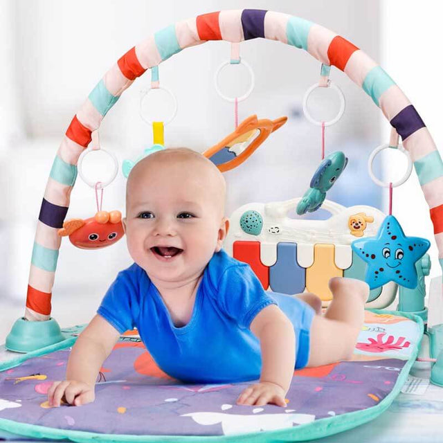 Baby Gym Play Mat, Kick and Play Piano Tummy Time Gym Mat, Musical Piano Activity Playmat for Baby Girl & Boy 0 to 3 6 9 12 Months, Baby Floor Mat Activity Center for Newborn Infant Toddler | Shinymarch