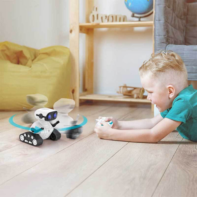 Robot Toys, Rechargeable RC Robot for Boys and Girls, Remote Control Toy with Music and LED Eyes, Gift for Children Age 3 Years and Up - White | Shinymarch