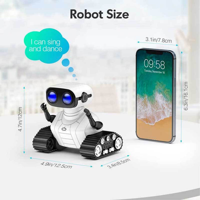 Robot Toys, Rechargeable RC Robot for Boys and Girls, Remote Control Toy with Music and LED Eyes, Gift for Children Age 3 Years and Up - White | Shinymarch