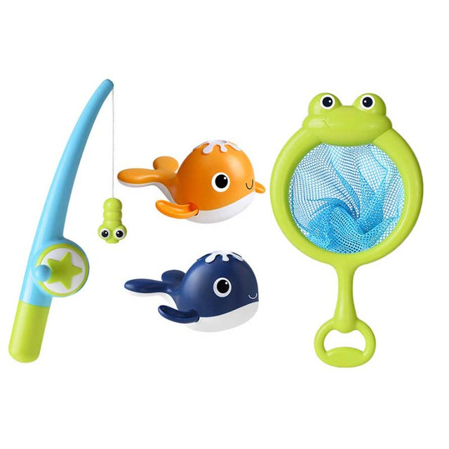 Magnet Baby Bath Fishing Toys - Wind-up Swimming Whales Bathtub Toy Fishing  Game, Water Tub Toys Set with Fishing Pole & Net for Toddler Kids 3 4 5 6  Years Old