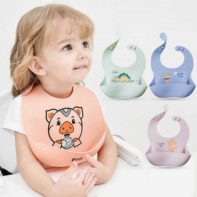 Silicone Baby Bibs, BPA Free Waterproof Soft Durable Adjustable Silicone Bibs for Babies & Toddlers | Shinymarch