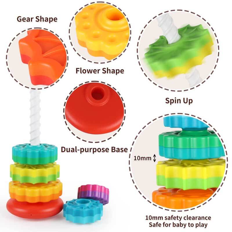 Baby Spinning Toy Rainbow Stacking Toys for Toddlers 1 3 Ring Stacker Toys for Babies 6 12 Months 1 2 3 One Year Old Girl Boy Birthday Gifts Autistic Sensory Brain Development Learning Toy Shinymarch ...