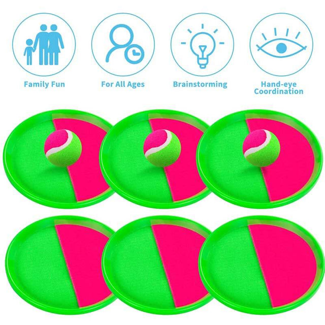 Kids Outdoor Toys, Beach Toys Toss and Catch Ball Set, Outside Yard Games for Kids with 6 Paddles 3 Balls Paddle Game Set Playground Sets for Backyard Sports Outdoor Games for Adults and Family | Shinymarch