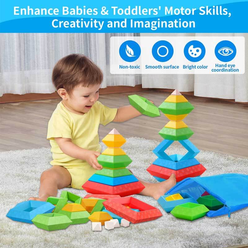 Pyramids Stacking Blocks for Kids aged 1-5 | Shinymarch – shinymarch.com