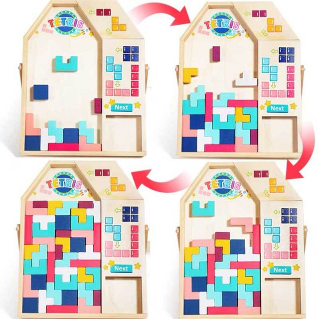 2023 Children's Toy Wooden 3D three-dimensional Tetris Puzzle