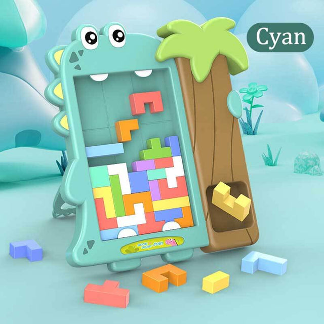 Wooden Blocks Puzzle Brain Teasers Toy Tangram Jigsaw Intelligence Colorful 3D Tetris Blocks Game STEM Montessori Educational Gift for Kids | Shinymarch