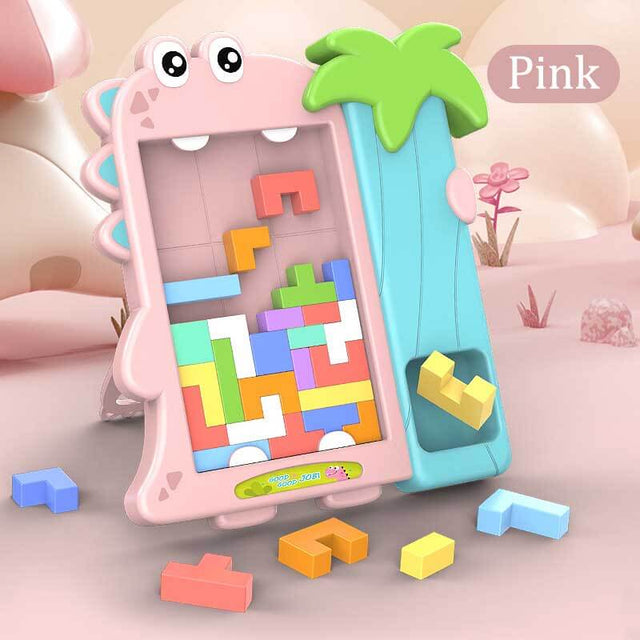 Wooden Blocks Puzzle Brain Teasers Toy Tangram Jigsaw Intelligence Colorful 3D Tetris Blocks Game STEM Montessori Educational Gift for Kids