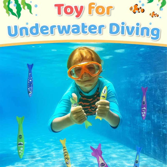 Pool Toys for Kids Ages 4-8, 8 Pcs Swimming Pool Toys, Summer Underwater Pool Toys,Training Diving Swim Toys, Diving Pool Toys Gift Set for Kids, Fun Pool Toys for Teens Adults | Shinymarch