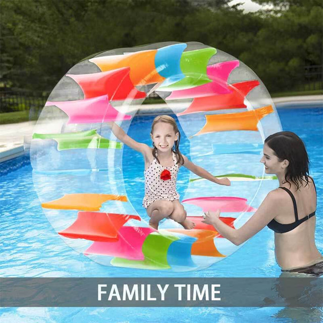 Kids Inflatable Water Wheel Roller - Colorful Rainbow Pool Floats Toys for Children, Fun Floaties for Swimming Pool, Beach, Lawn, Summer Outdoors Family Parties | Shinymarch