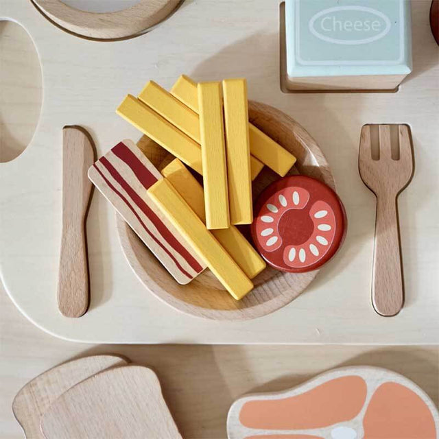 Wooden Steak and Bread Cutting Pretend Play Set | Shinymarch