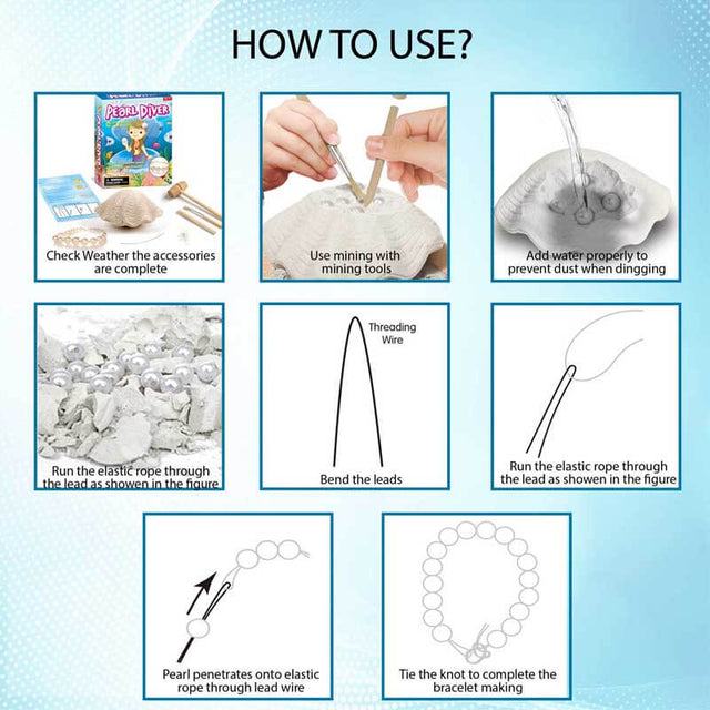 Pearl Excavation Kits, Dig Out & Make Your Own Bracelet with Beautiful Pearl ,Children's Popular Science Education Toys | Shinymarch