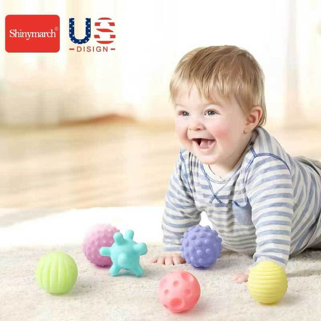 Sensory Balls for Kids 6pcs Textured Multi Ball Set for Toddlers Multicolor and Bright Handing Catching Balls BPA-Free Soft Stress Relief Toys | Shinymarch®